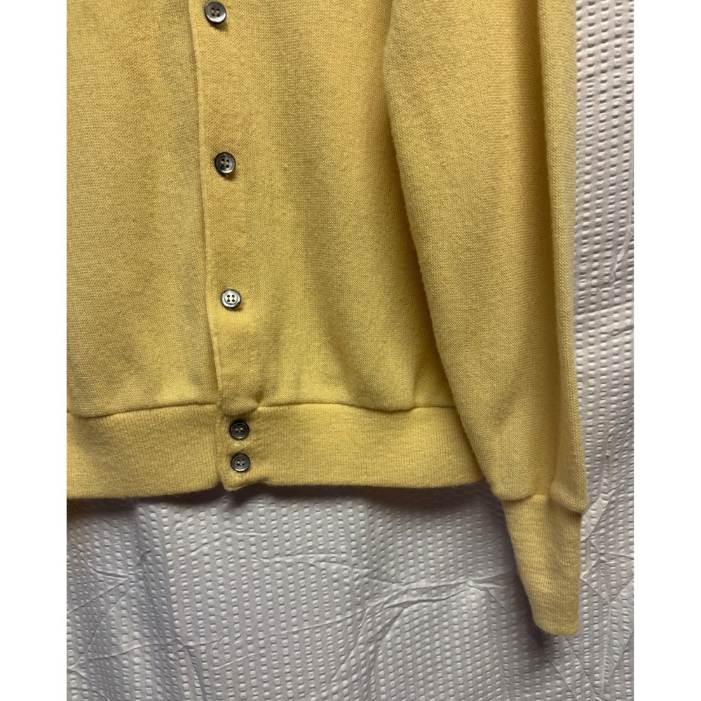 Vintage Izod Lacoste Cardigan Sweater Mens Large Yellow Grandpa Preppy USA Croc - Picture 3 of 13